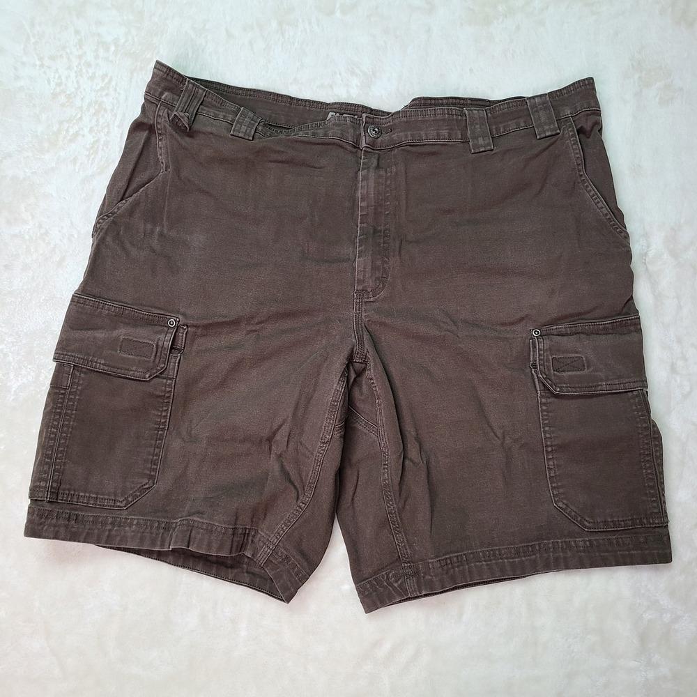 Duluth Trading Co Flex Fire Hose Cargo Shorts Mens Size 46 Relaxed Fit Khaki
